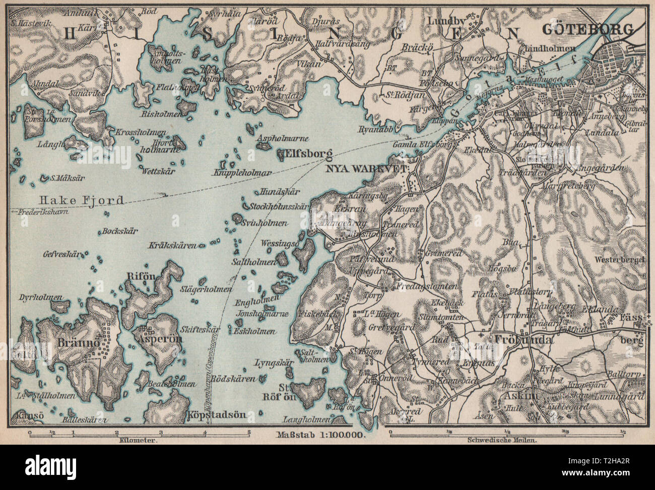 GOTA Mündung. Göta älv. Göteborg Göteborg Umgebung. Schweden karta 1899 Karte Stockfoto