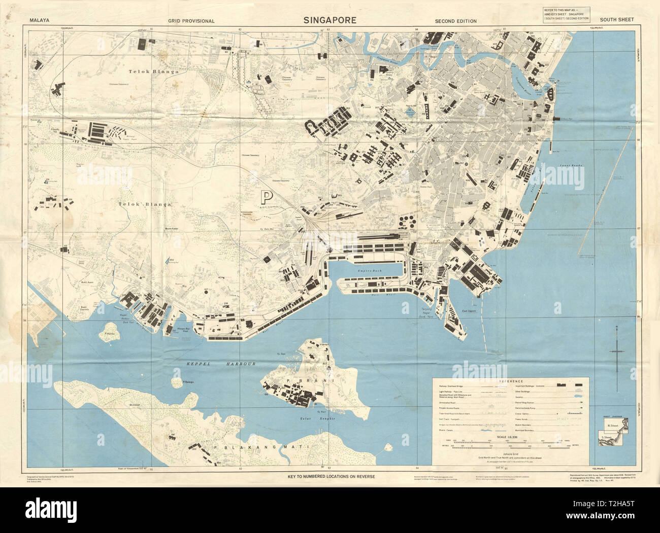 Von Japan besetzten Singapur Stadt zu planen. Der britische Geheimdienst Karte. 108 x 80 cm 1945 Stockfoto