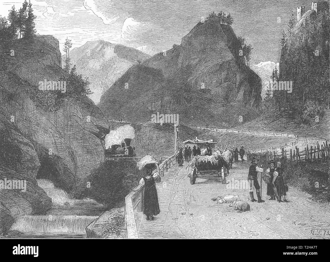 Italien. Auf dem Brenner, unter Gossensass 1877 alte antike vintage Bild drucken Stockfoto