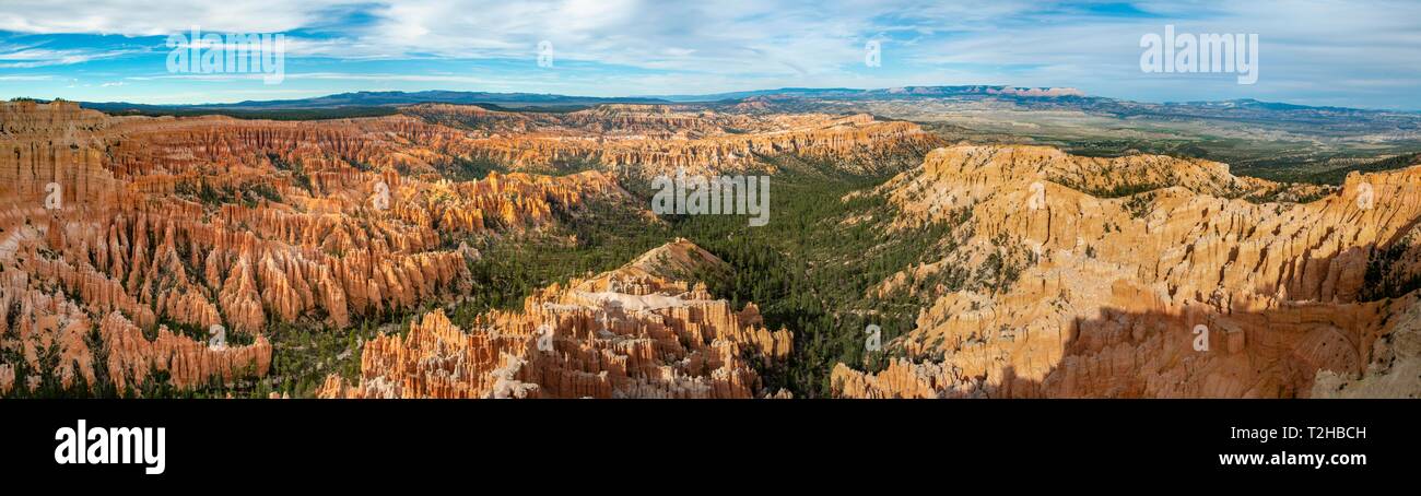 Bizarre Felslandschaft mit orange Hoodoos, Sandstein Felsformationen, Bryce Point, Bryce Canyon National Park, Utah, USA Stockfoto