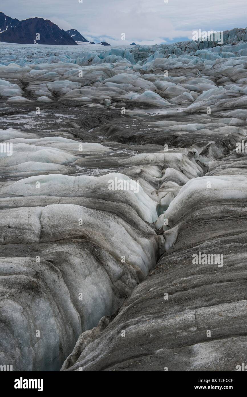Eis der riesigen Gletscher im Hornsund, Spitzbergen, Arktis, Norwegen Stockfoto