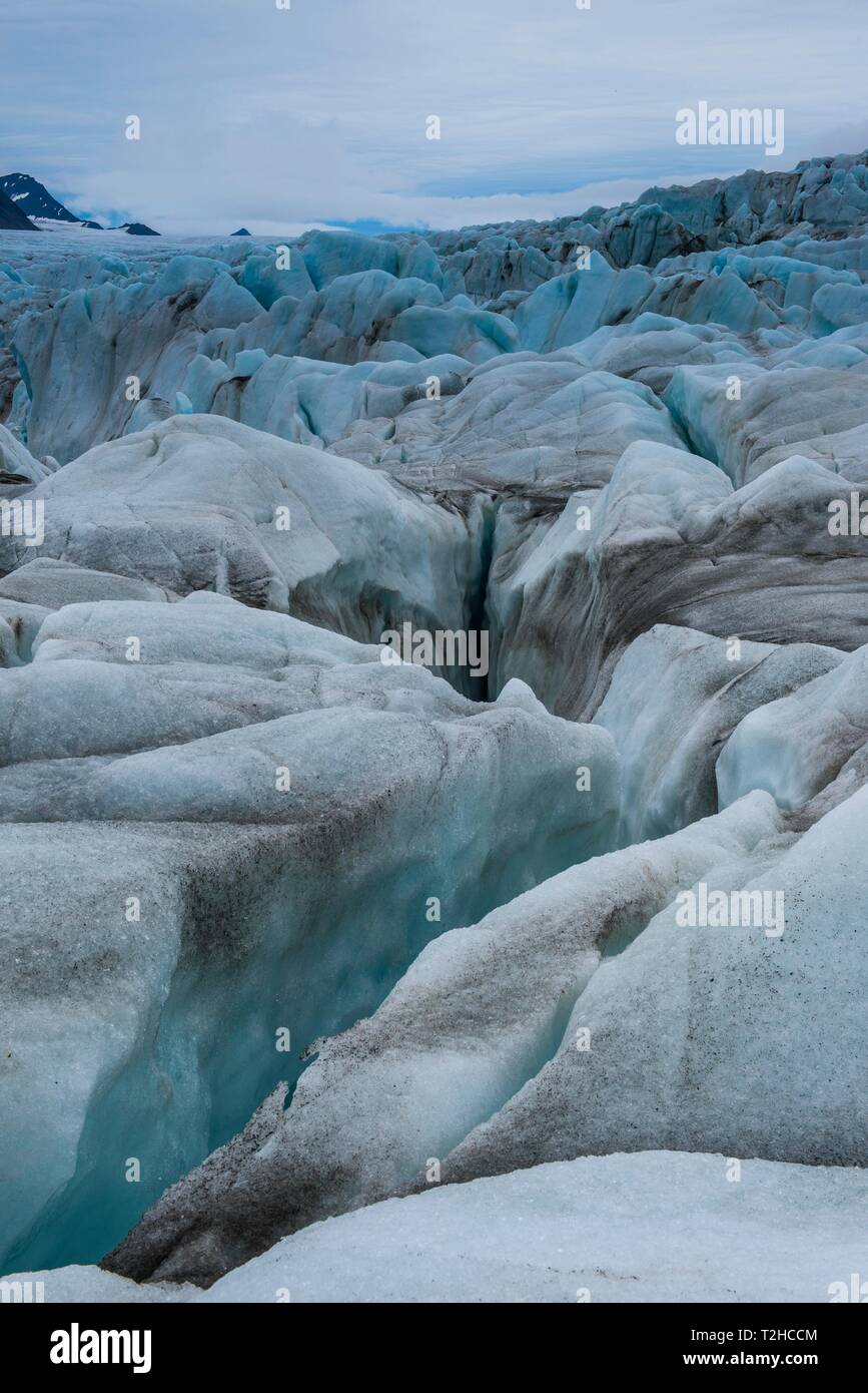 Eis der riesigen Gletscher im Hornsund, Spitzbergen, Arktis, Norwegen Stockfoto