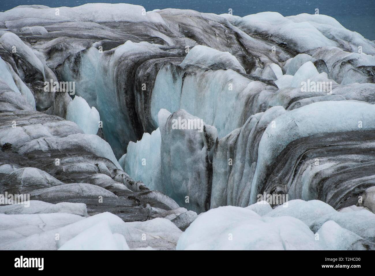 Eis der riesigen Gletscher im Hornsund, Spitzbergen, Arktis, Norwegen Stockfoto
