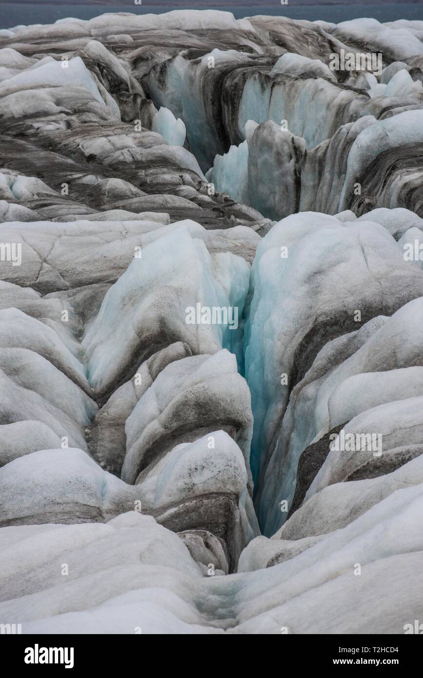 Eis der riesigen Gletscher im Hornsund, Spitzbergen, Arktis, Norwegen Stockfoto