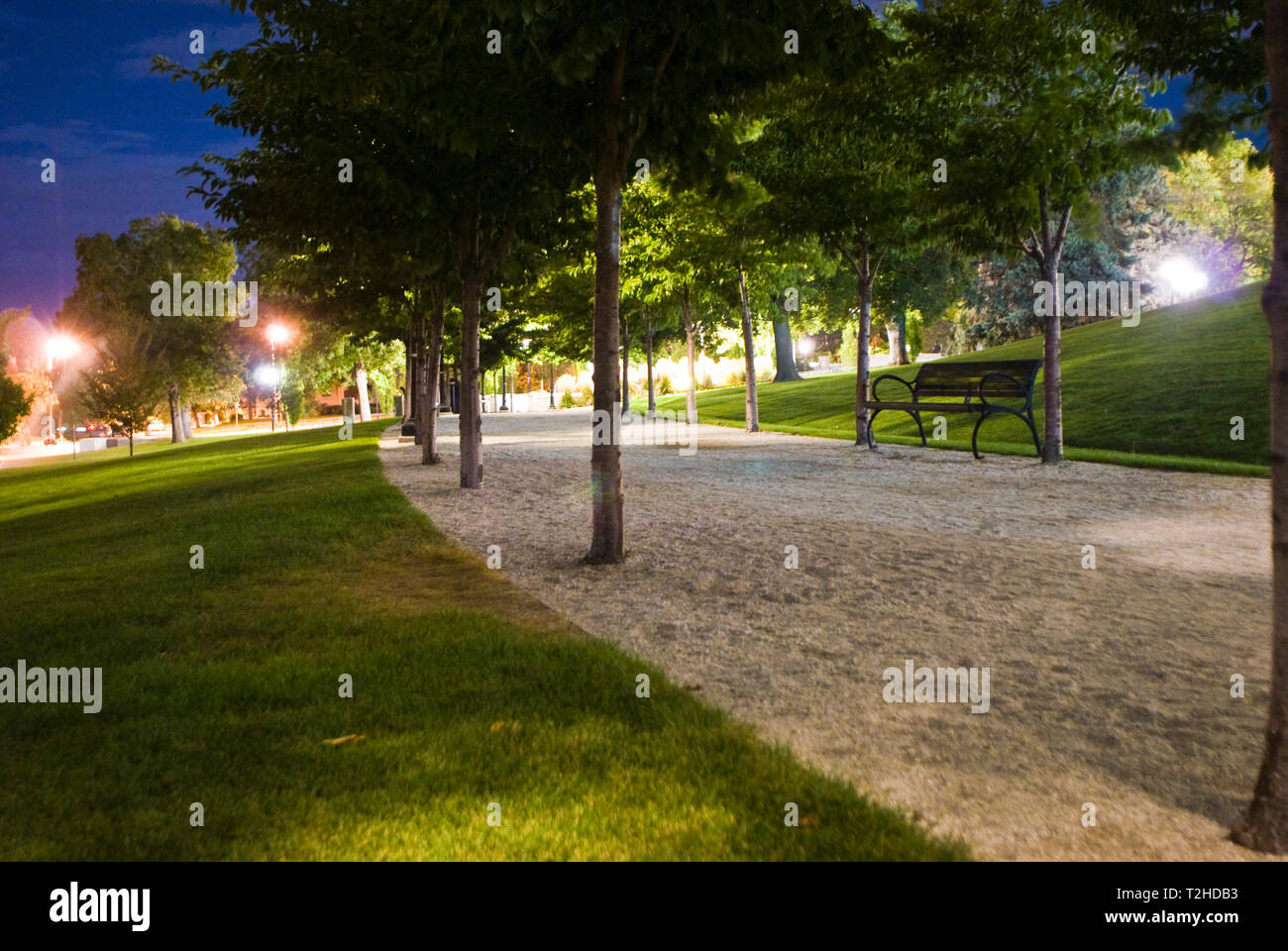 Park nacht Spaziergang rund um die Innenstadt. Stockfoto