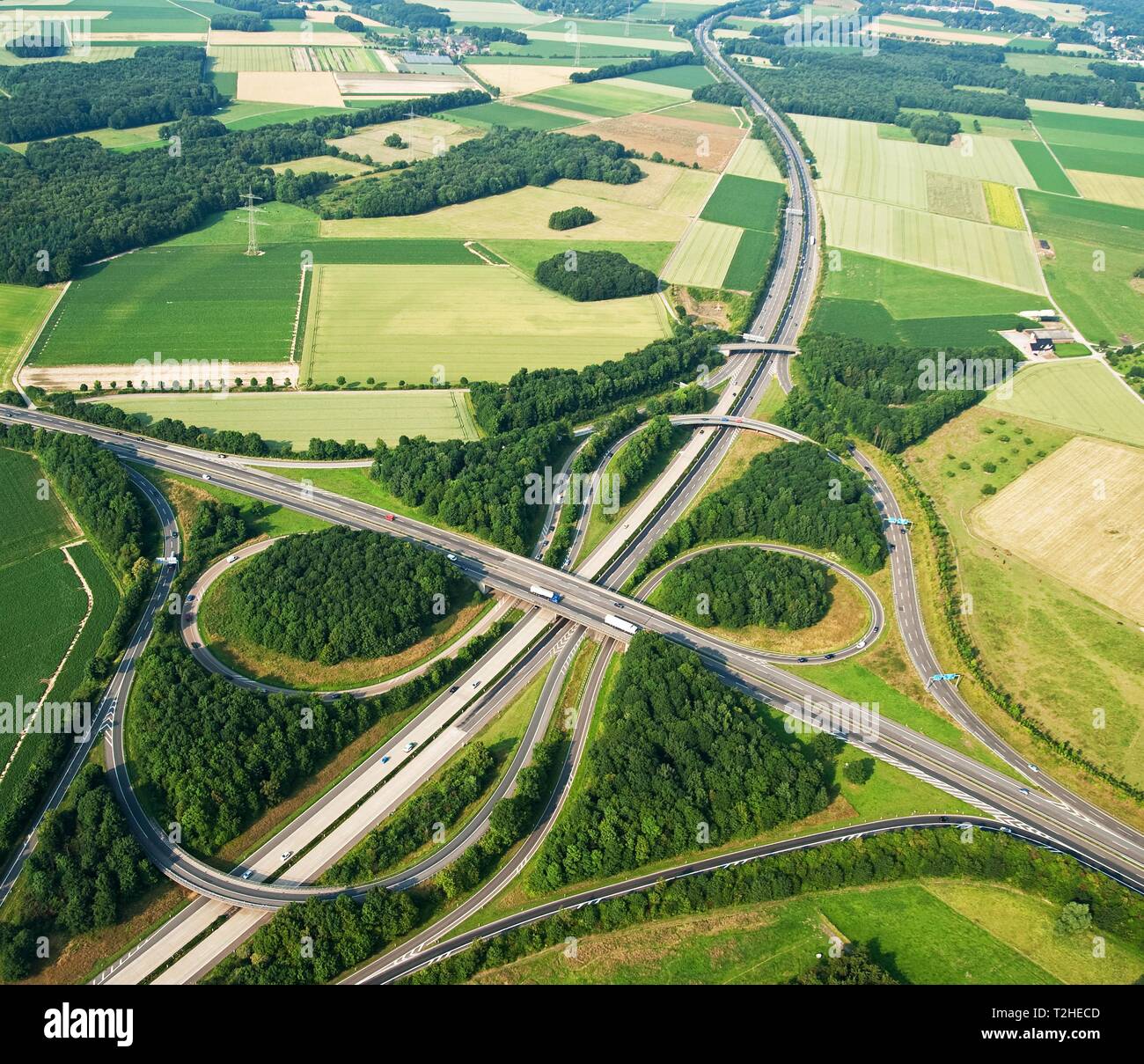 Autobahnkreuz Mönchengladbach, A 61, Luftaufnahme, Deutschland Stockfoto