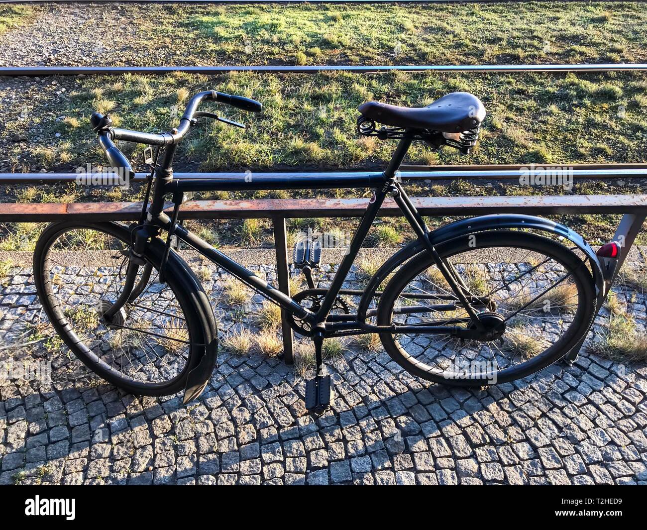 Alte geparkten Fahrräder, Deutschland Stockfoto