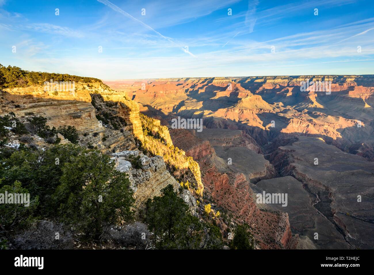 Canyon Landschaft, Schlucht des Grand Canyon, Colorado River, Ansicht von Mather Point, erodierten Felsformationen, South Rim, Grand Canyon National Park Stockfoto