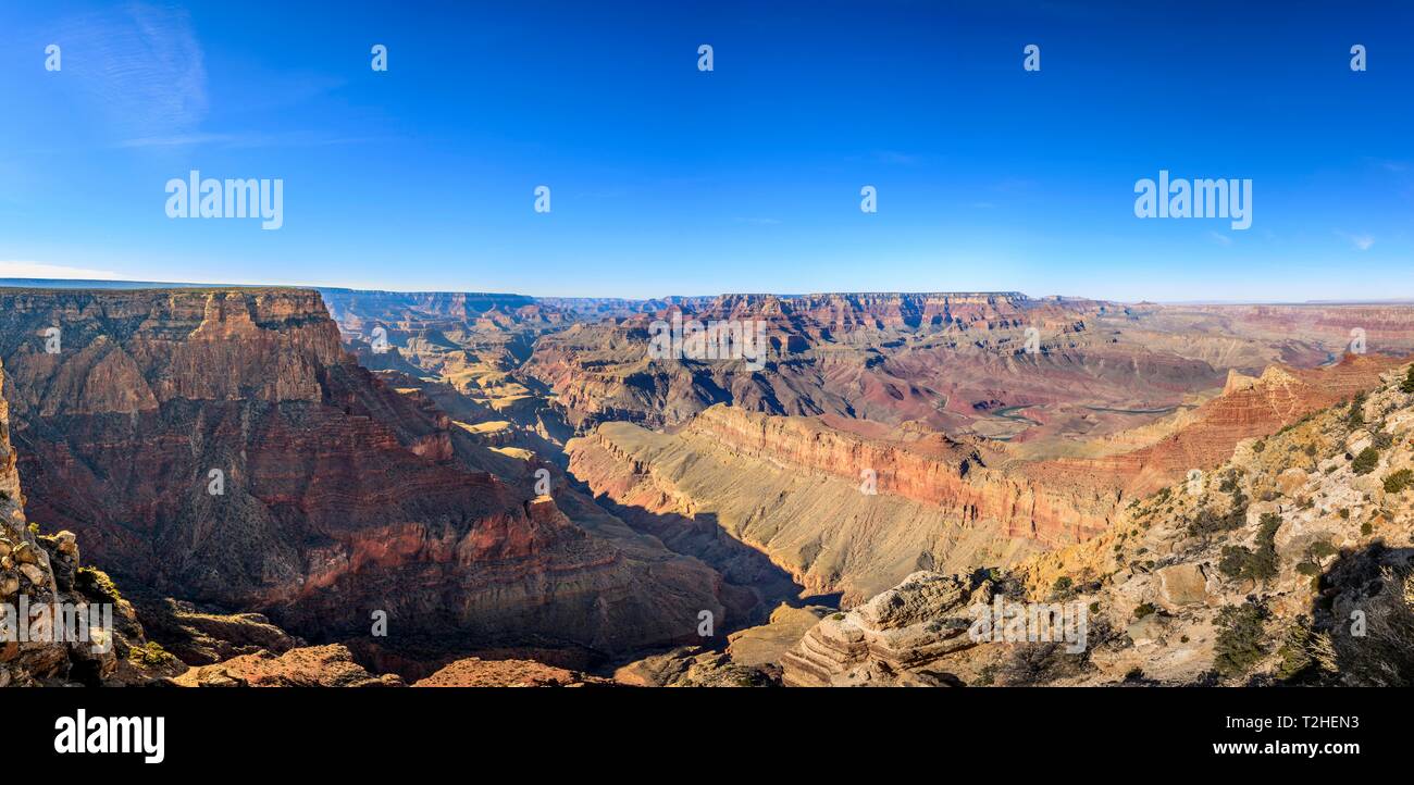 Canyon Landschaft, Schlucht des Grand Canyon, Colorado River, erodierten Felsformationen, South Rim, Grand Canyon National Park, Arizona, USA Stockfoto