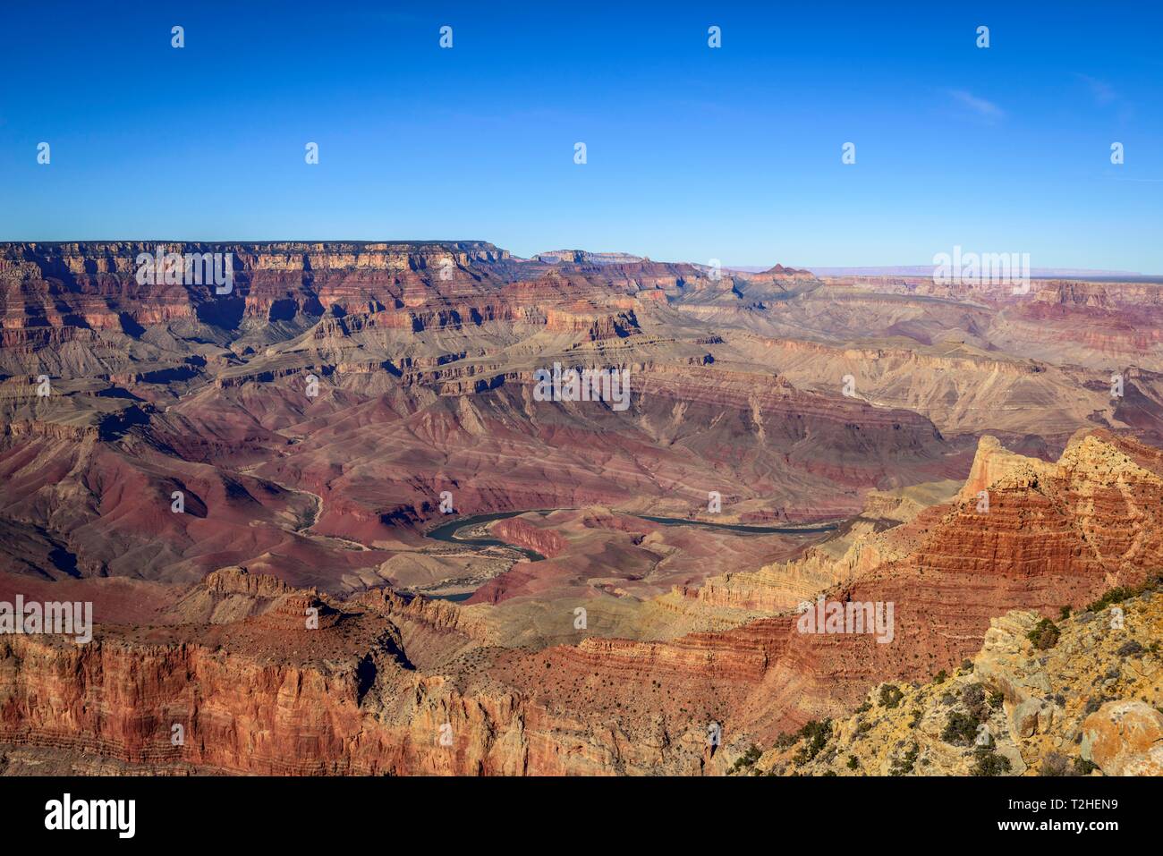 Canyon Landschaft, Schlucht des Grand Canyon, Colorado River, erodierten Felsformationen, South Rim, Grand Canyon National Park, Arizona, USA Stockfoto