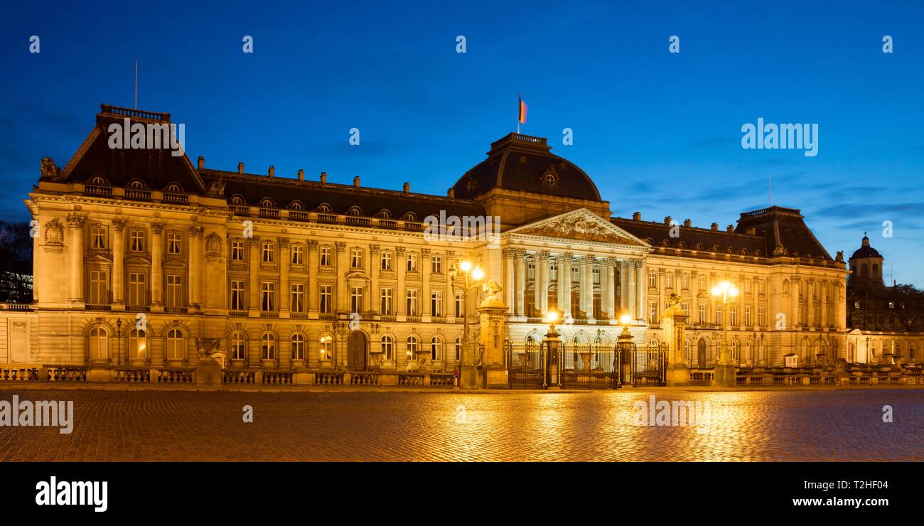 Royal Palace, Dämmerung, Brüssel, Belgien Stockfoto