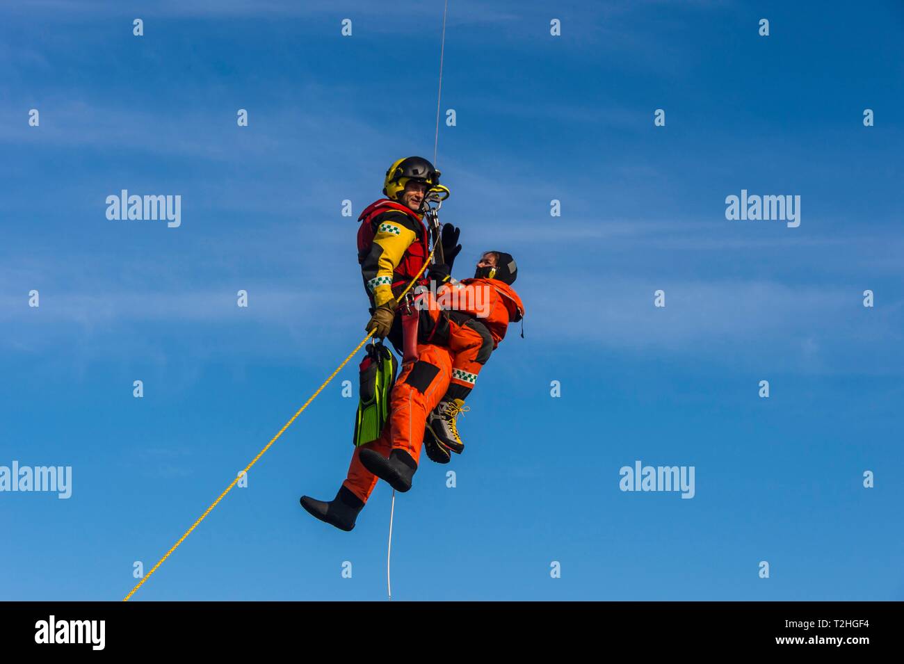 Rettungsaktion, Norwegische Rescue Service Sysselmannen, Spitzbergen, Arktis, Norwegen Stockfoto