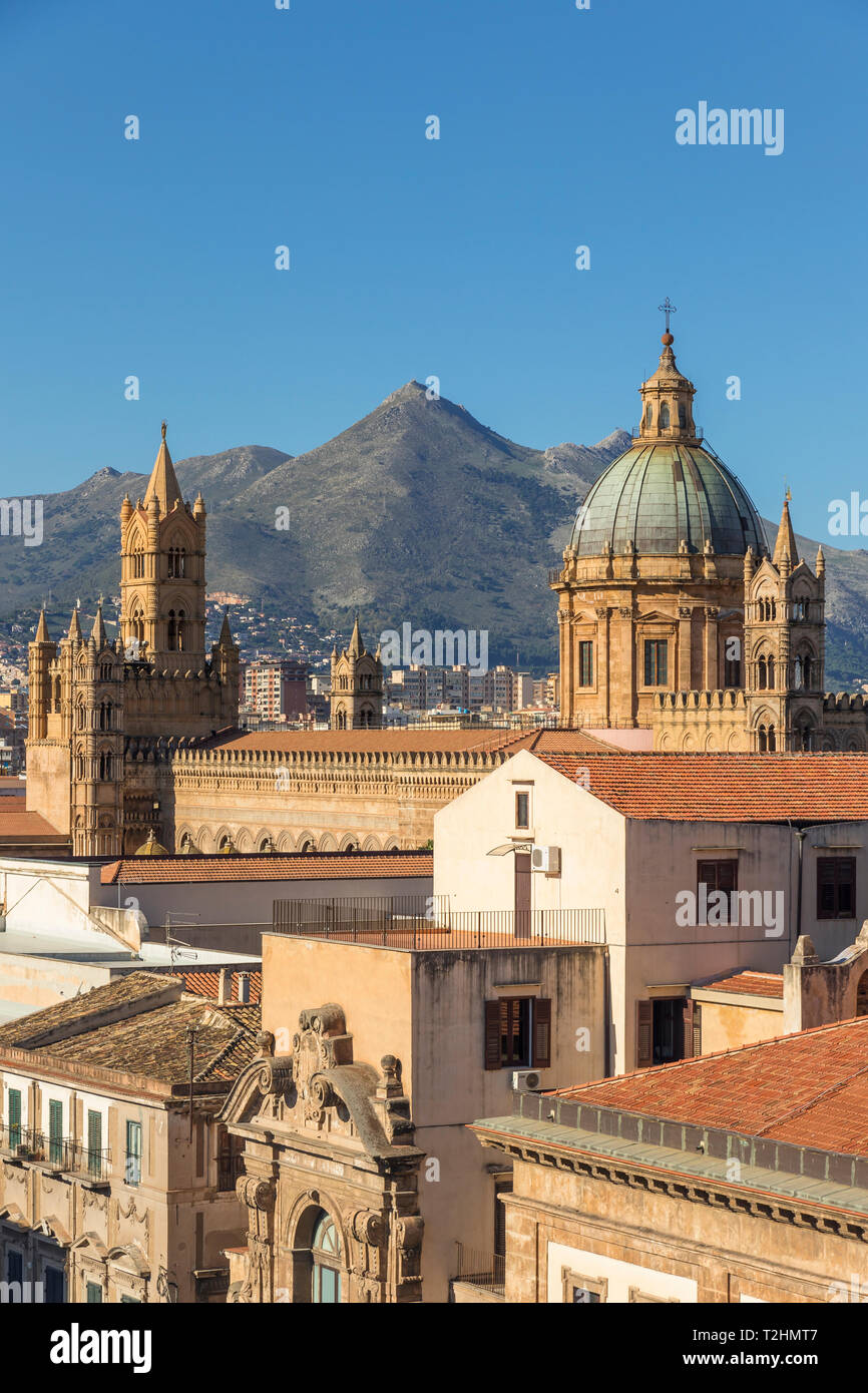 Kuppel der Kathedrale von Palermo (UNESCO-Weltkulturerbe), Palermo, Sizilien, Italien, Europa Stockfoto