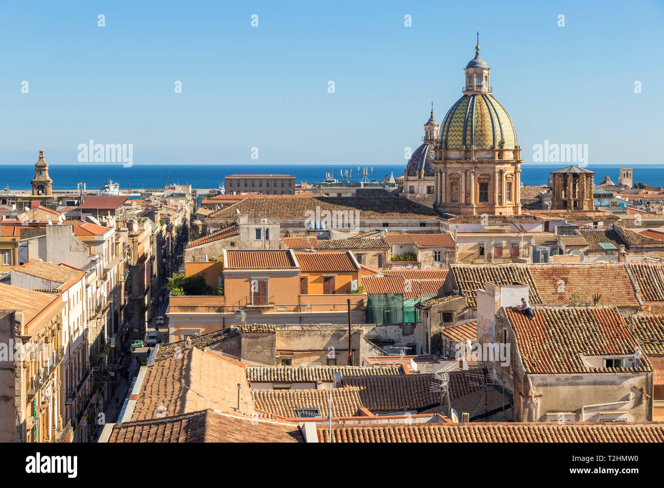 Blick von der Kirche Santissimo Salvatore über die Altstadt, Palermo, Sizilien, Italien, Europa Stockfoto