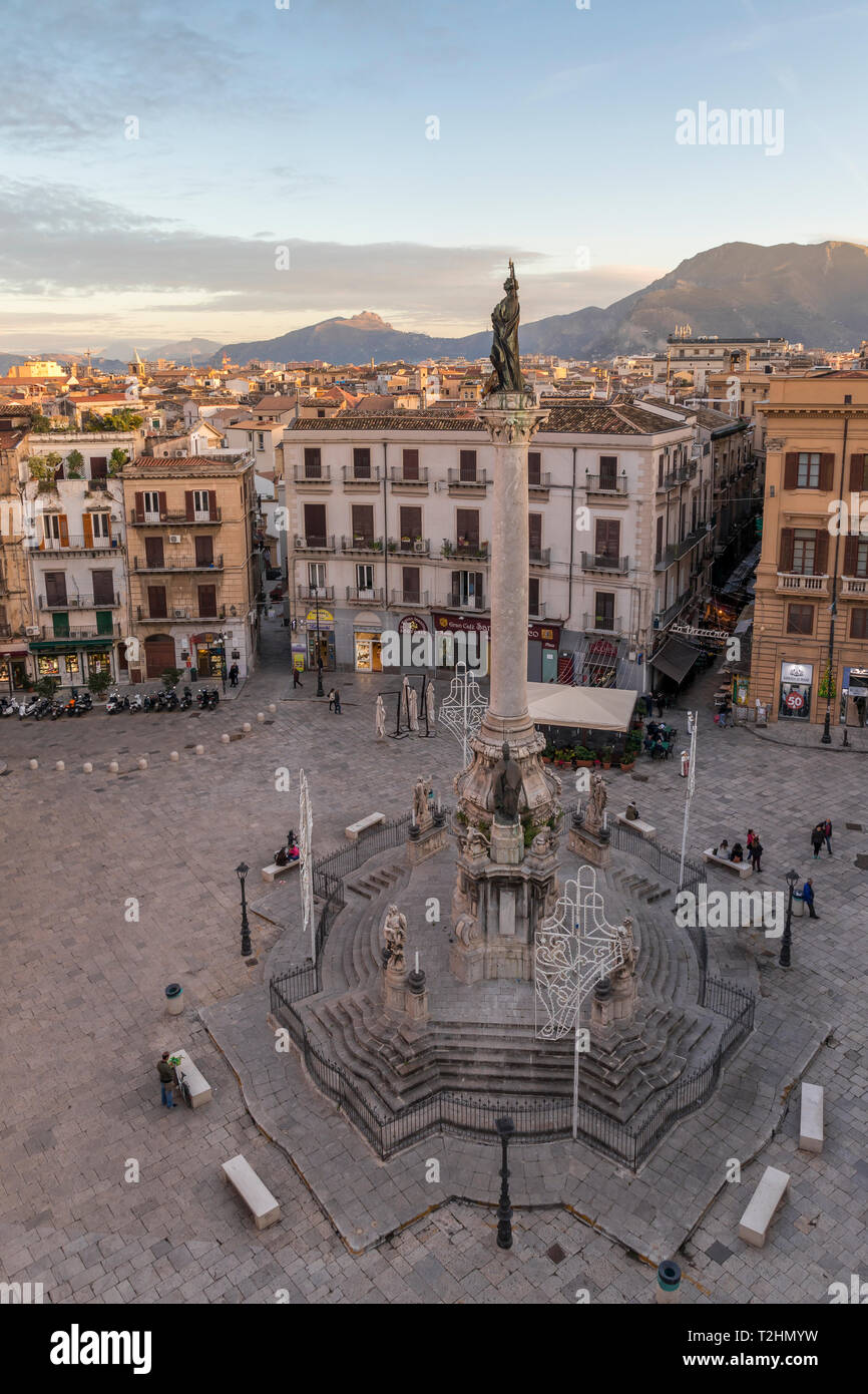 Colonna dell'Immacolata Denkmal San Domenico am Platz in der Nähe Vucciria, Palermo, Sizilien, Italien, Europa Stockfoto