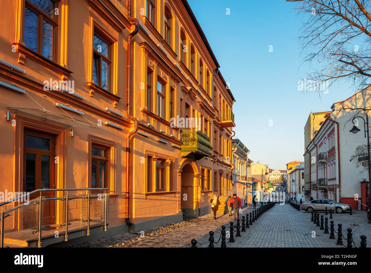 Alte Bürgerhäuser in der Trinity Suburb, Minsk, Belarus, Osteuropa Stockfoto
