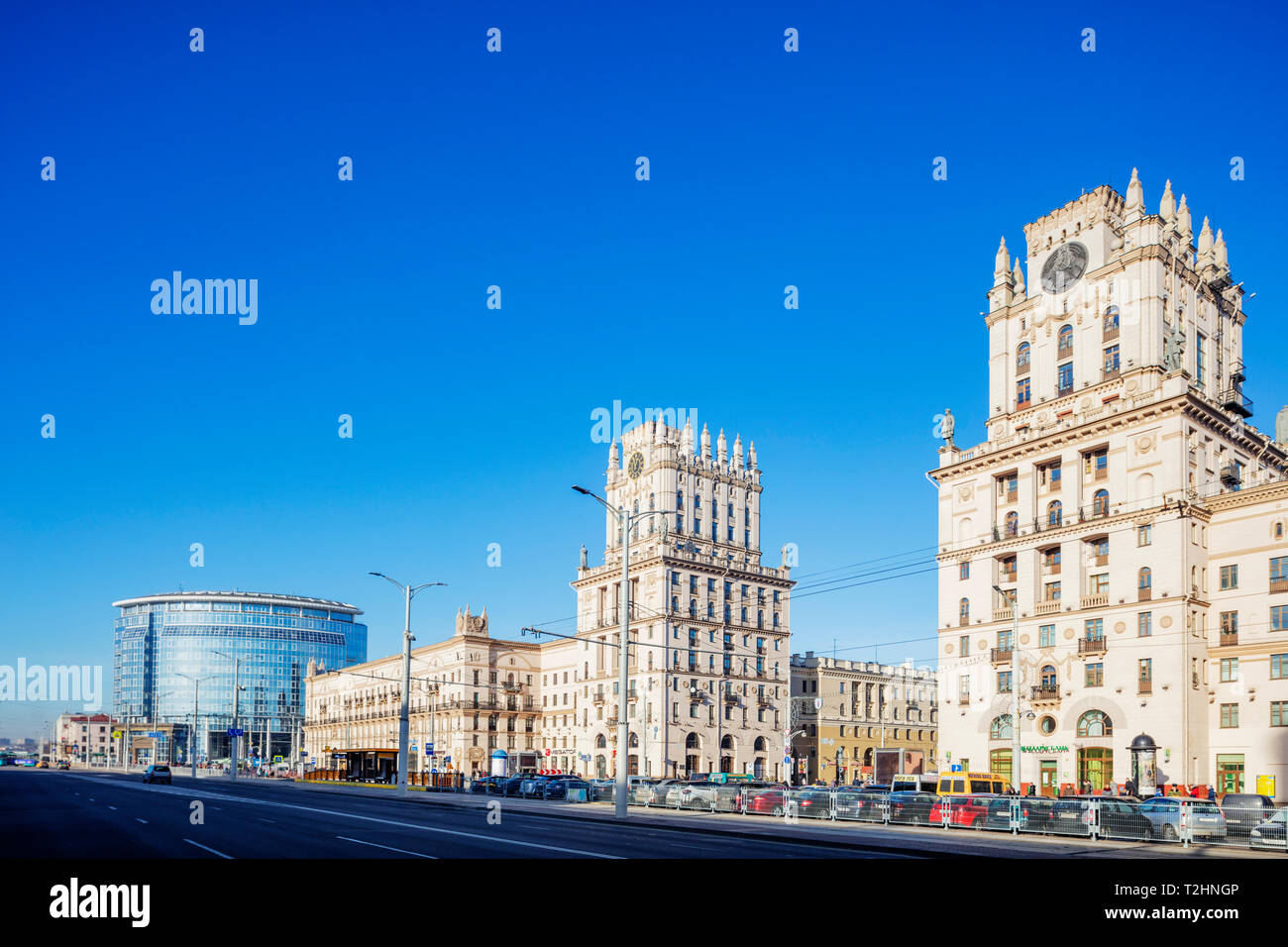 Die Tore von Minsk und Bahnhof, Minsk, Belarus, Osteuropa Stockfoto