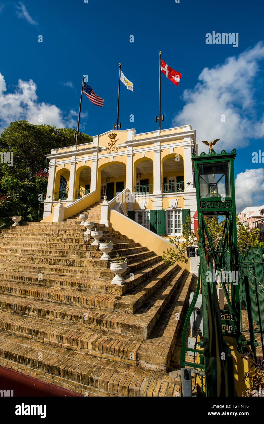 Historische Government House, Christiansted, St. Croix, US Virgin Islands, Karibik Stockfoto