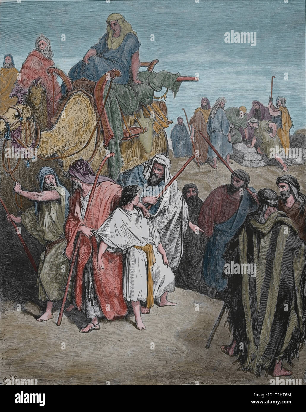 Joseph von seinen Brüdern verkauft. Die Bibel. Genesis. Kupferstich von Gustave Dore, 1866. Stockfoto