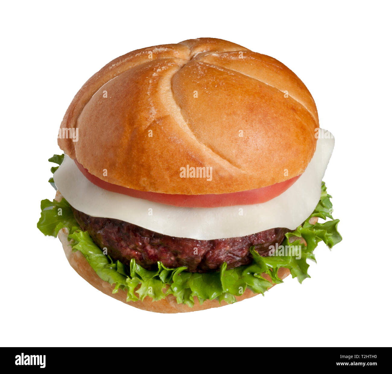Hamburger mit Mozzarella Stockfoto