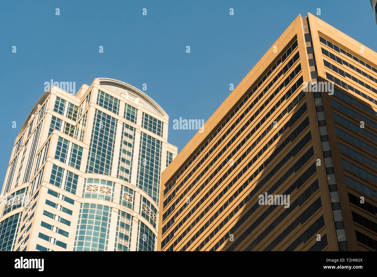 Ansicht der 1201 Third Avenue Seattle Wolkenkratzer auch als Washington Mutual Turm in Seattle, Washington, USA, bekannt. Stockfoto