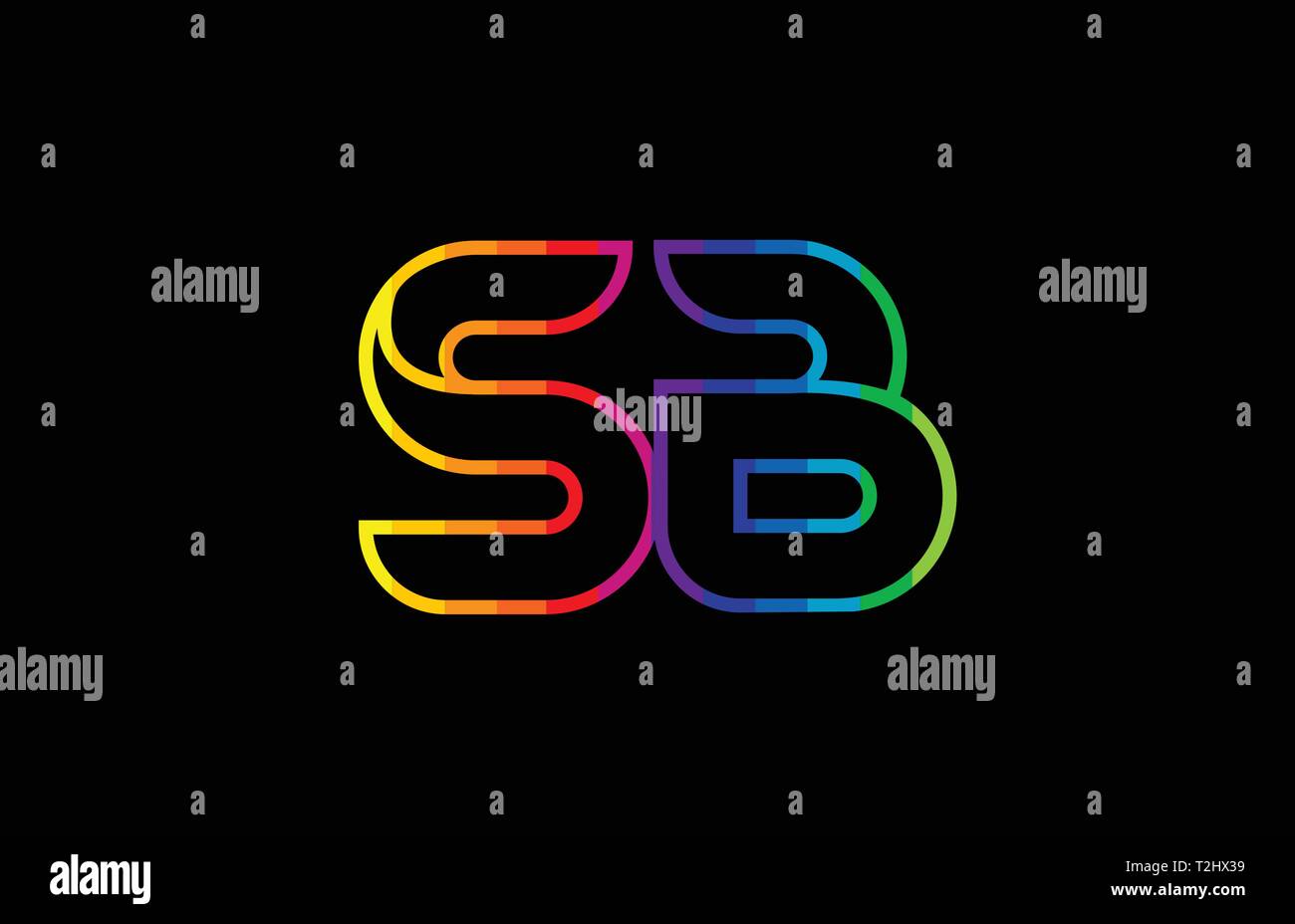 Regenbogen Farbe farbig bunt Buchstaben sb s b logo Kombination design geeignet für ein Unternehmen oder ein Geschäft Stock Vektor