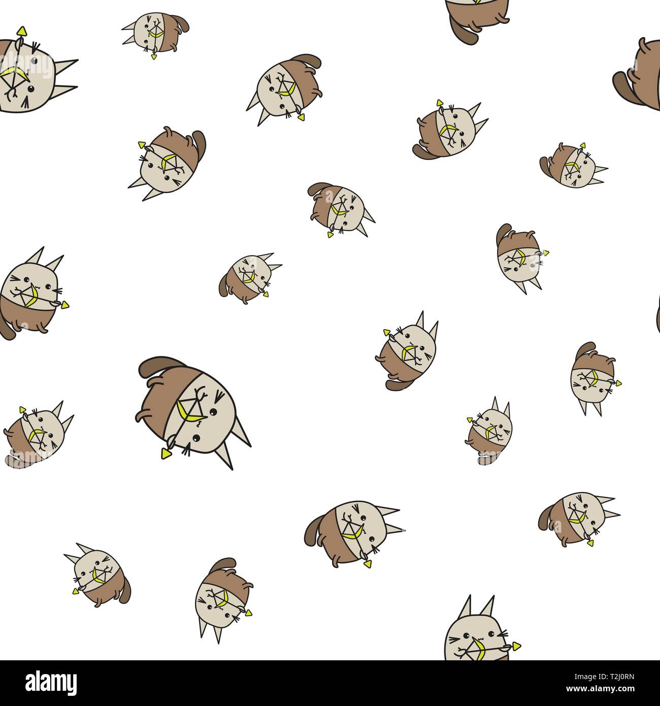 Nahtlose Muster von Cartoon Häschen, schütze Sternzeichen. Vector Illustration auf weißem Hintergrund. Stock Vektor