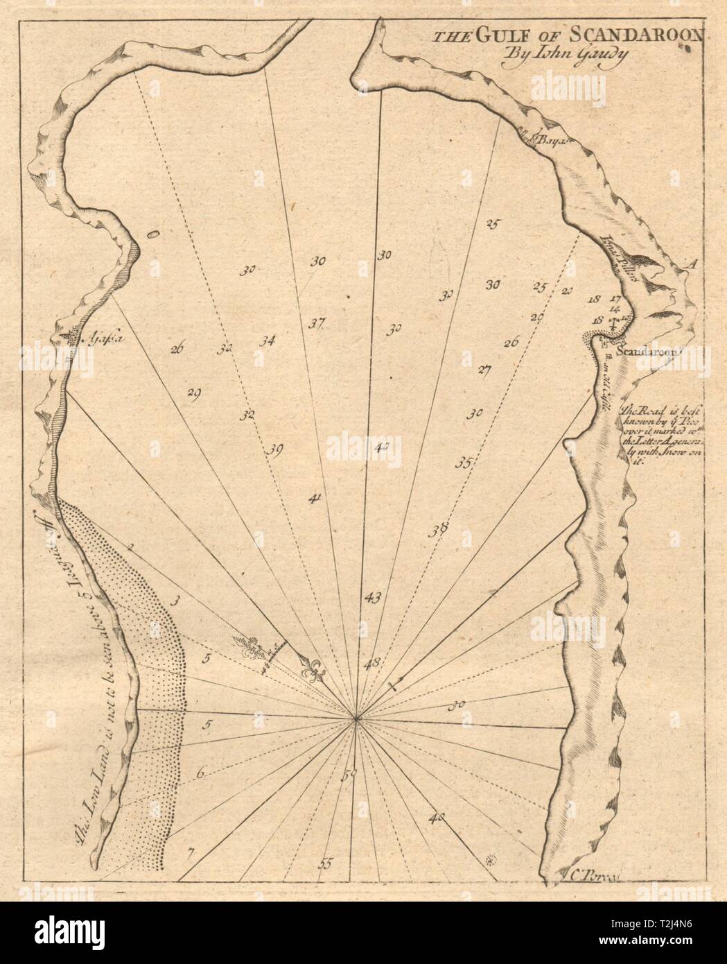 "Der Golf von Iskenderun Türkei Scandaroon'Alexandrette gaudy Seekarte 1747 Karte Stockfoto
