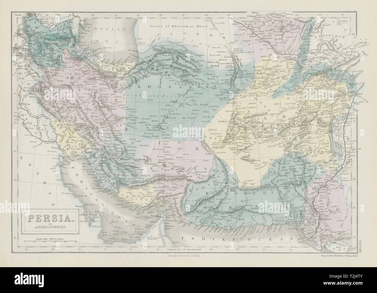 Persien und Afghanistan. Iran. Süd-ost Asien. SIDNEY HALL 1856 alte Karte Stockfoto