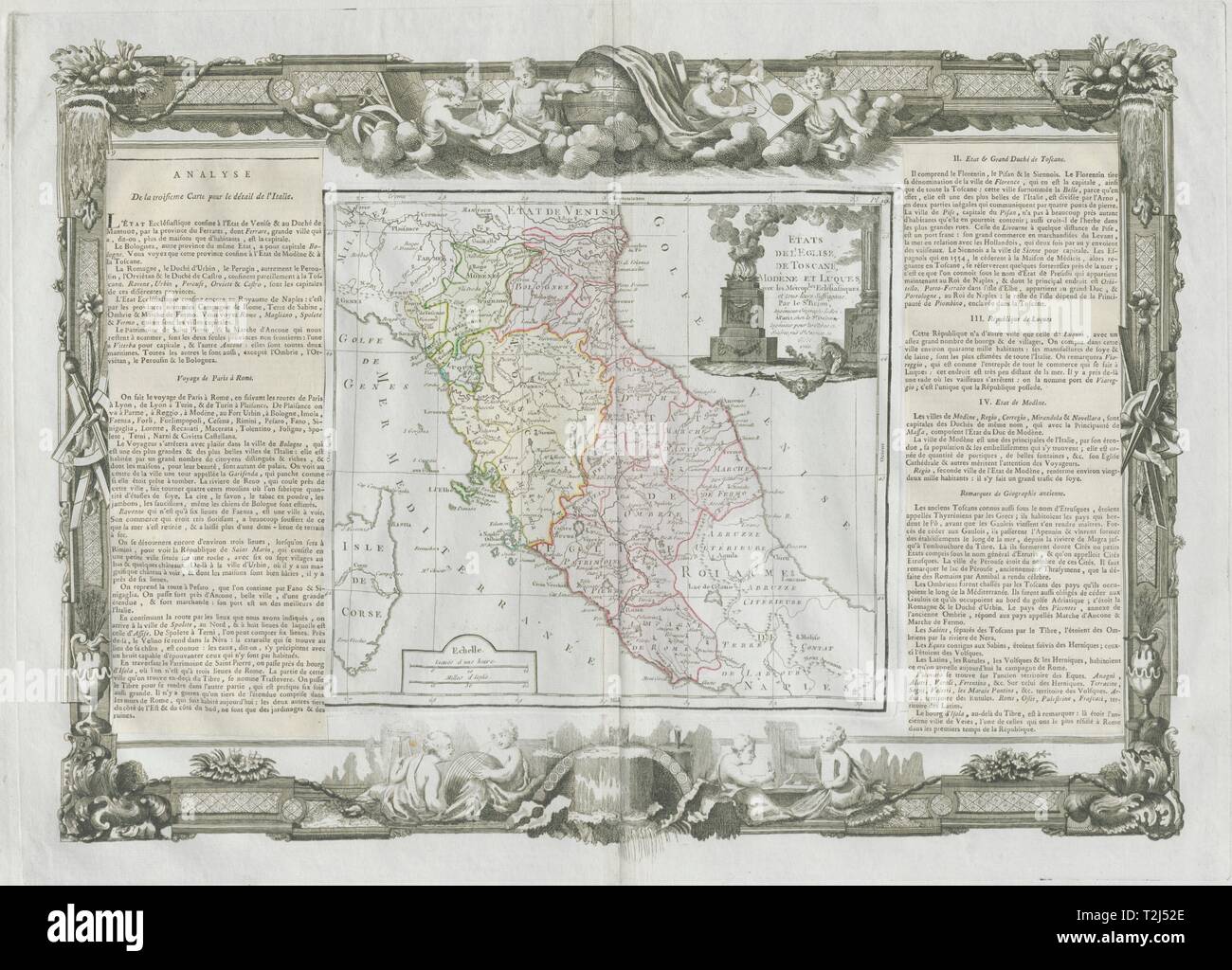 "Etats de l'Eglise, de Toscane, Modène et Luques'. DESNOS/DE LA TOUR 1771 Karte Stockfoto