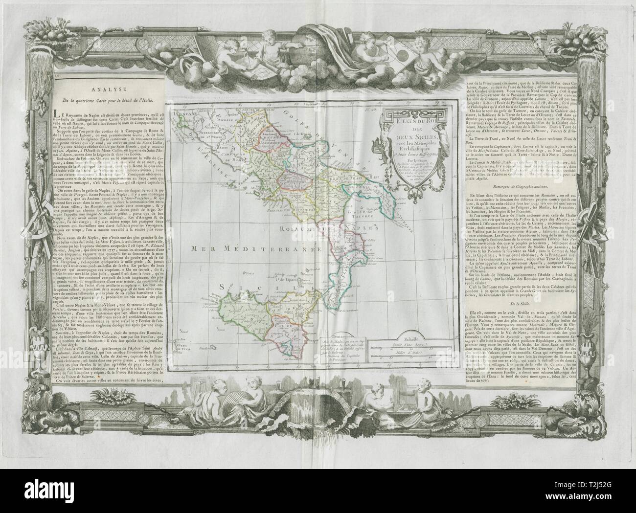 "Etats du Roi des Deux Siciles'. Königreich 2 Sizilien. DESNOS/DE LA TOUR 1771 Karte Stockfoto