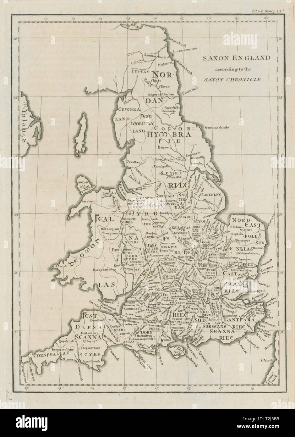 'Sächsische England nach der Sächsischen Chronik", von John CARY alte Karte 1789 Stockfoto