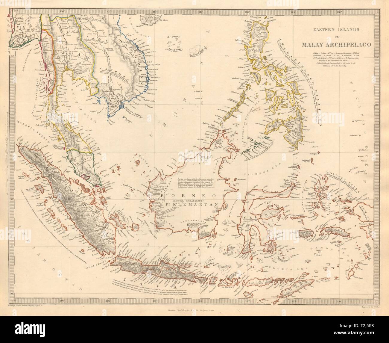 Malaiischen Archipel. Indonesien Malaysia Philippinen Indochina. SDUK 1846 alte Karte Stockfoto