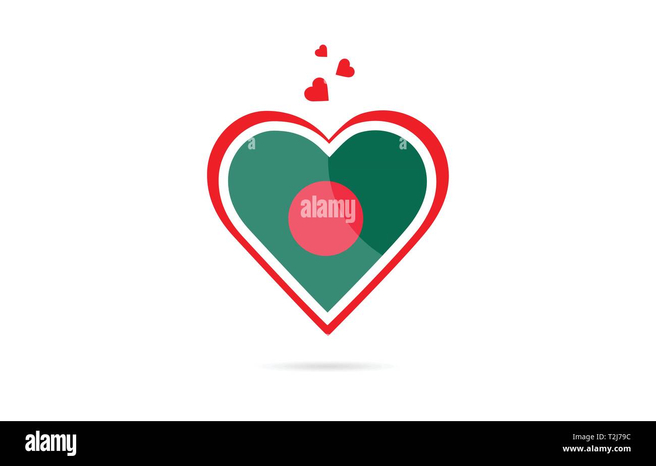 Bangladesch land Flagge innen Liebe Herz Design Geeignet für ein Logo Icon Design Stock Vektor