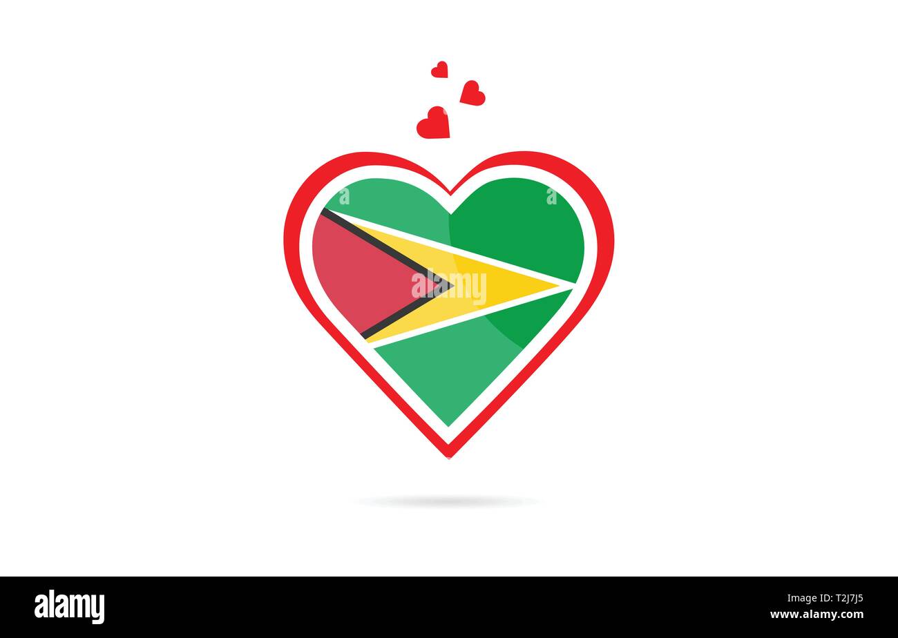 Guyana land Flagge innen Liebe Herz Design Geeignet für ein Logo Icon Design Stock Vektor