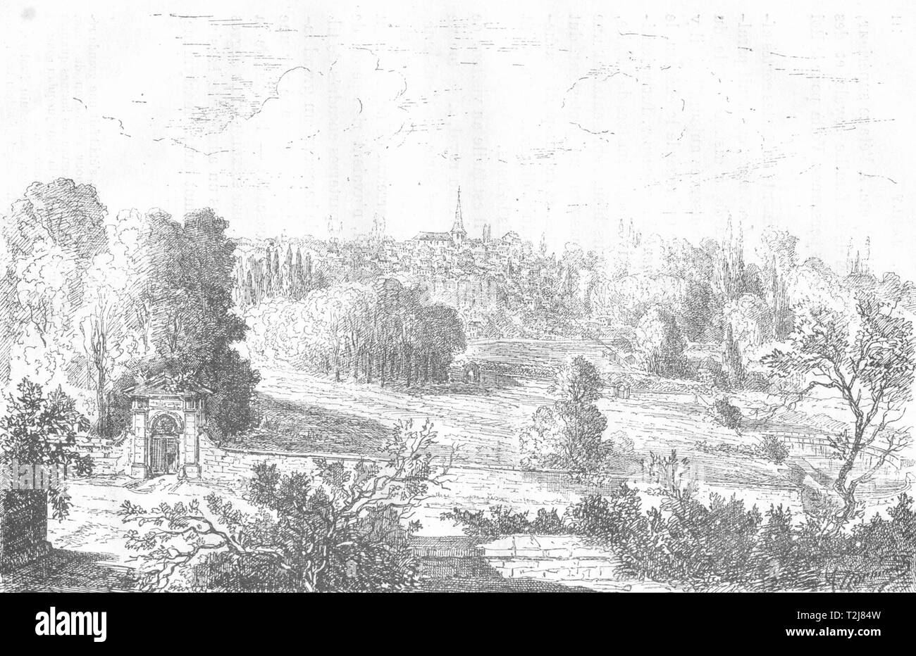 YVELINES. De Marly-Roi l'ancien Parc, route Versailles Hebeln 1880 alten Drucken Stockfoto