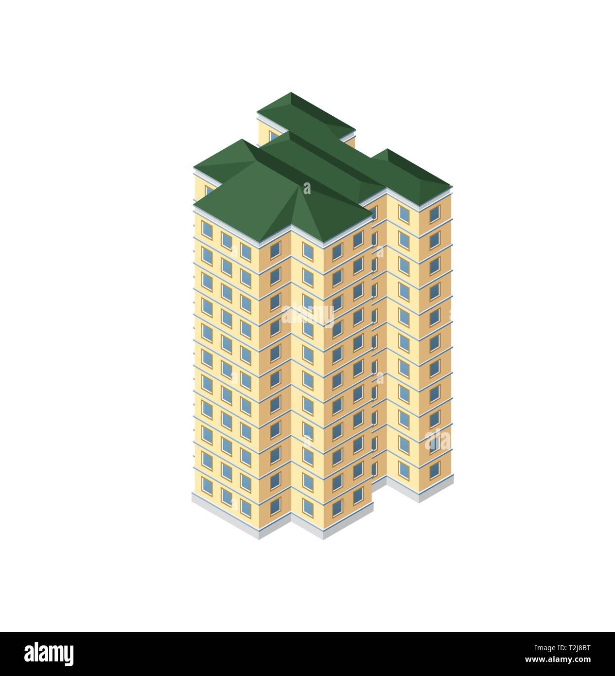 Die Intelligenz Gebäude Hochhaus Architektur ist eine Idee der Technologie Business Equipment Flat Style urban isometrische Darstellung Stock Vektor
