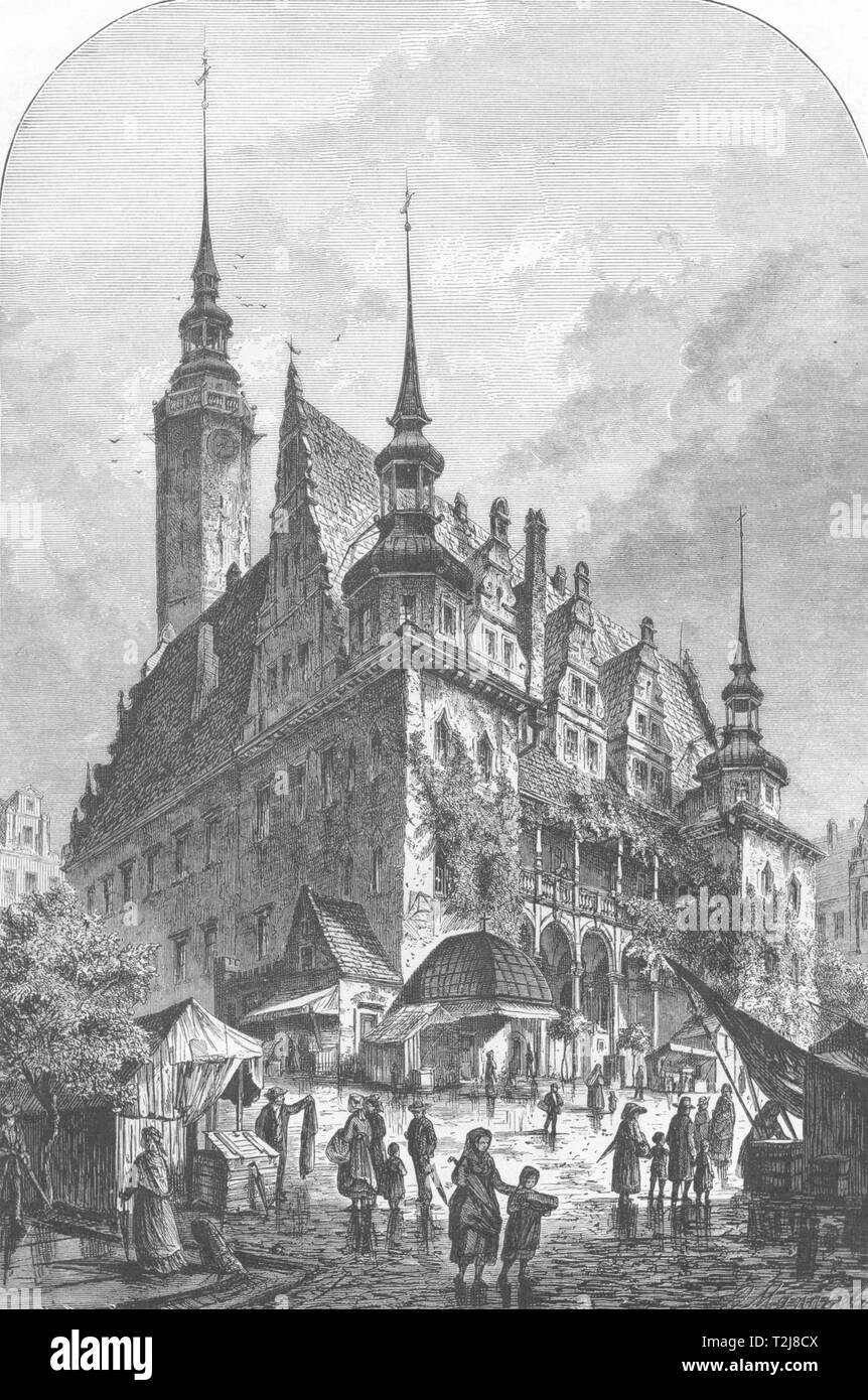 Die Schweiz. Rathhaus. Brieg in Schlesien c 1893 alte antike Bild drucken Stockfoto
