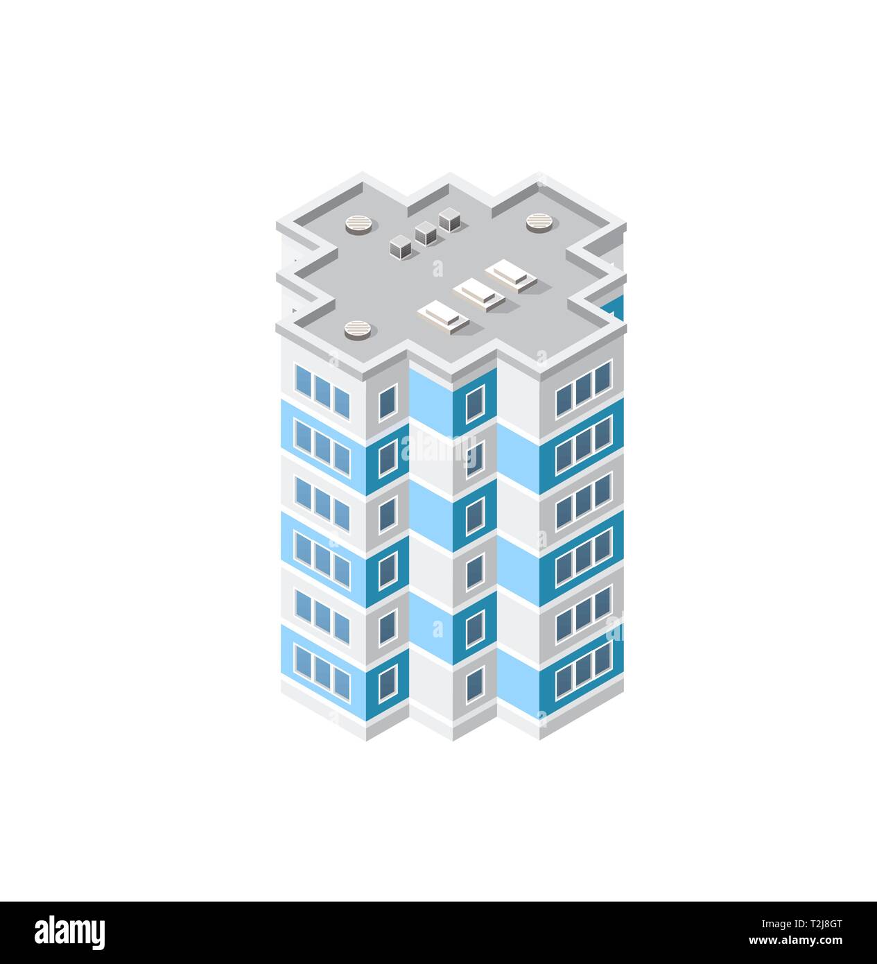 Die Intelligenz Gebäude home Architektur ist eine Idee der Technologie Business Equipment Flat Style urban isometrische Darstellung Stock Vektor