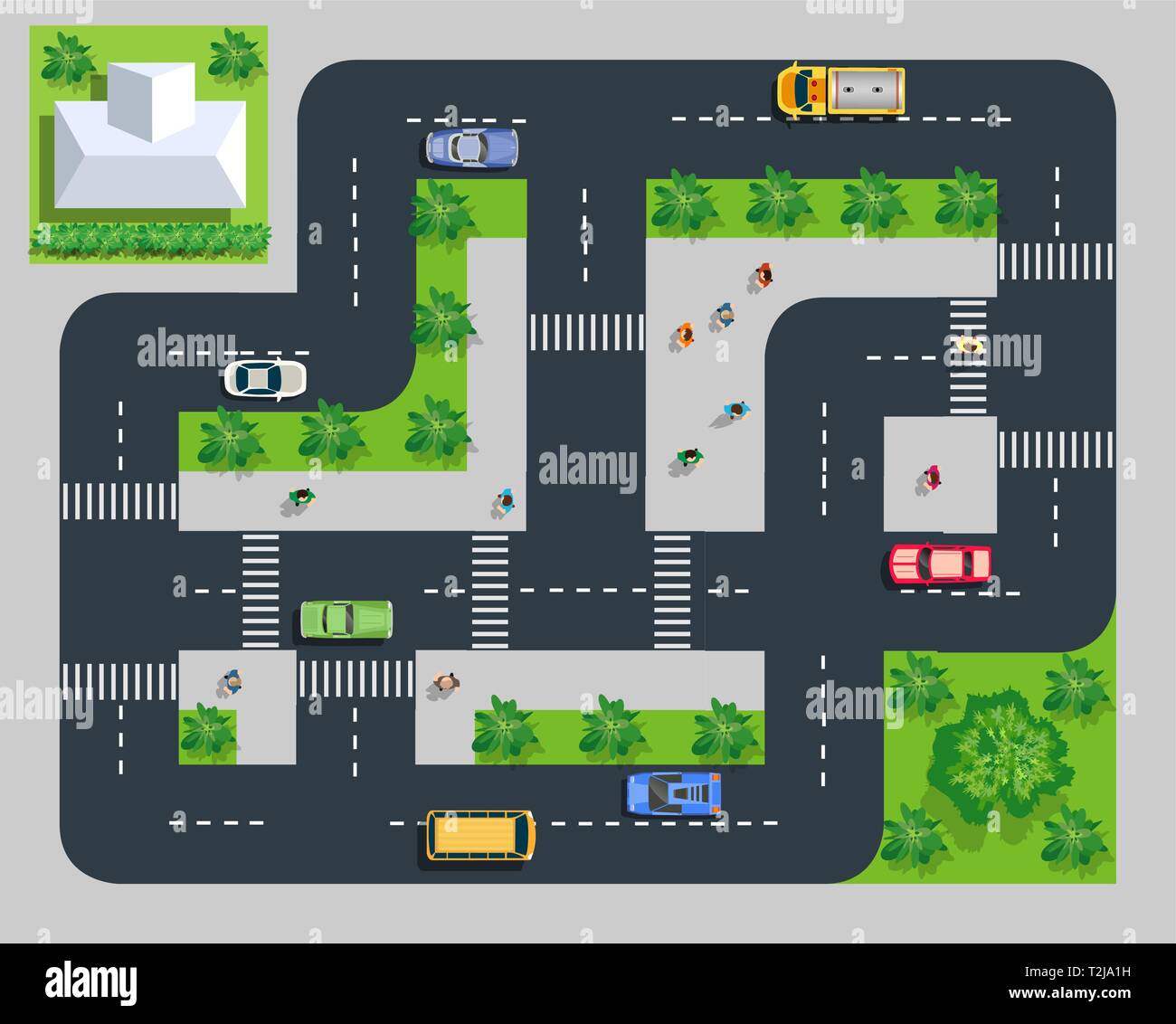 Blick von oben auf die Straße mit Autos Straßen verkehr Stadt Stock Vektor