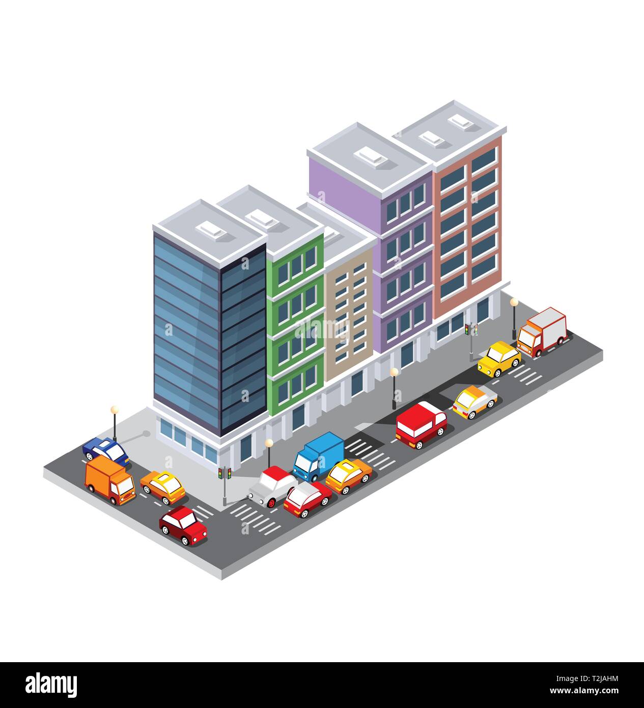 Ansicht von oben Transport von der Straße auf der Straße Gebäude, das Stadtbild mit Kreuzung Verkehr Auto. Transport Vector Illustration der Weg Karte mit so Stock Vektor