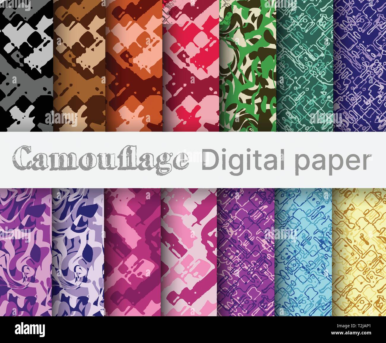 Camouflage digital Papier Satz nahtlose Muster mit einer Freistellungsmaske Stock Vektor