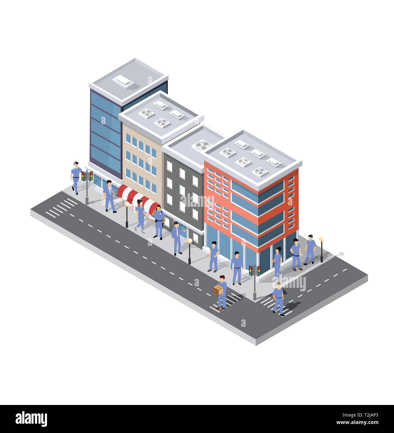 Menschen zu Fuß um die Stadt Geschäftsmann Geschäftsmann isometrische Projektion Stock Vektor