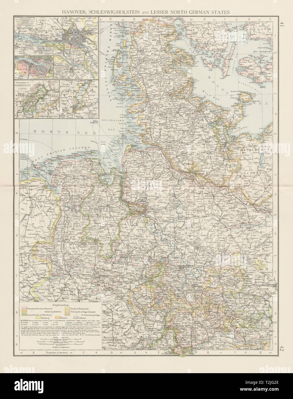 In Norddeutschland Ist Schleswig Holstein Hamburg Niedersachsen Die Zeiten 1900 Karte Stockfotografie Alamy