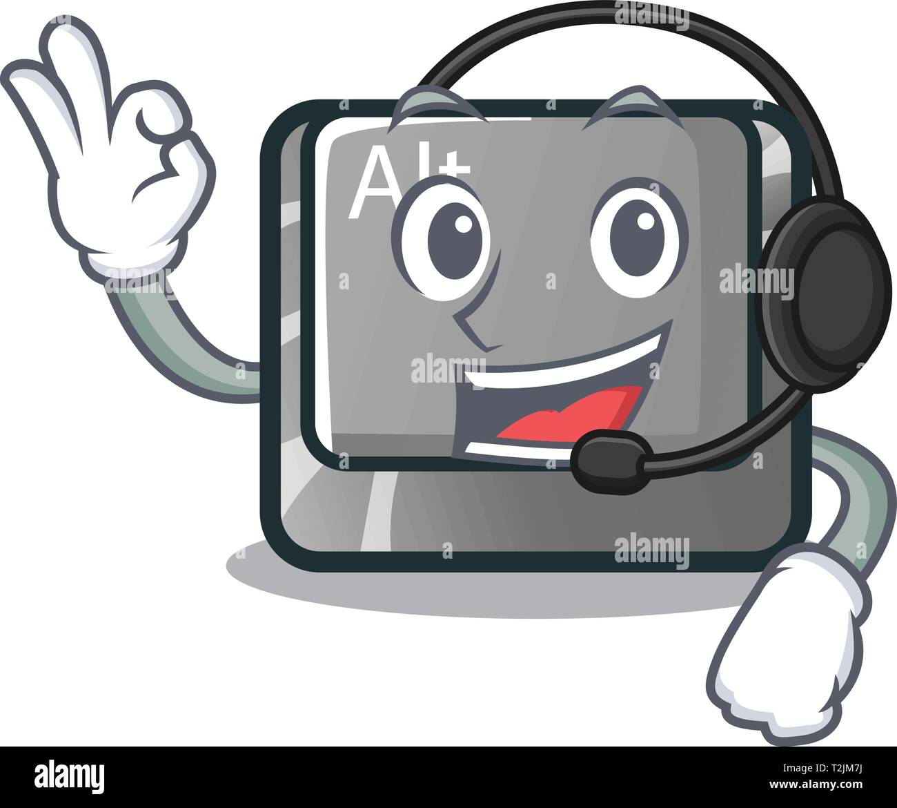 Mit Kopfhörer cartoon alt-Taste auf dem Tisch Vector Illustration Stock Vektor