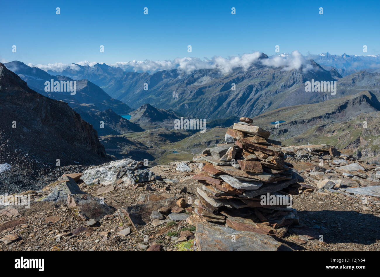 Panorama des Monte Rosa Massiv in der Nähe von Punta Indren. Massino Visconti, Italien Stockfoto
