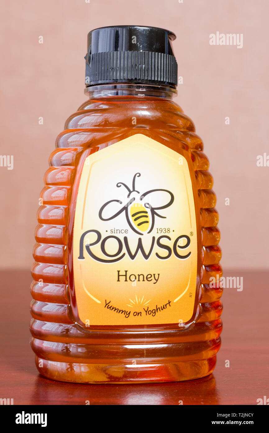 Rowse flüssiger Honig in einem squeezy Flasche Stockfoto