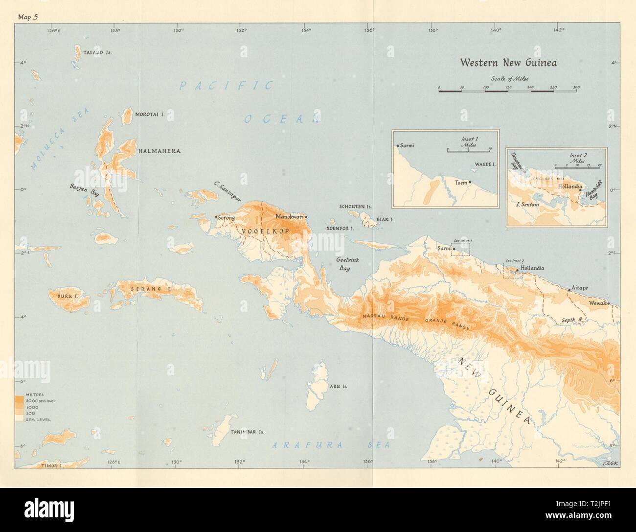Western New Guinea 1943/44. Indonesien. Sunda-inseln. Weltkrieg 2 1961 Karte Stockfoto