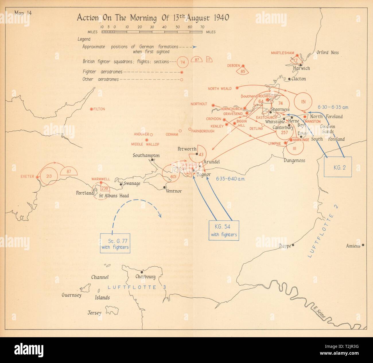 Adlertag Eagle Day am 13. August 1940. Die Schlacht um England. Weltkrieg 2 1957 Karte Stockfoto