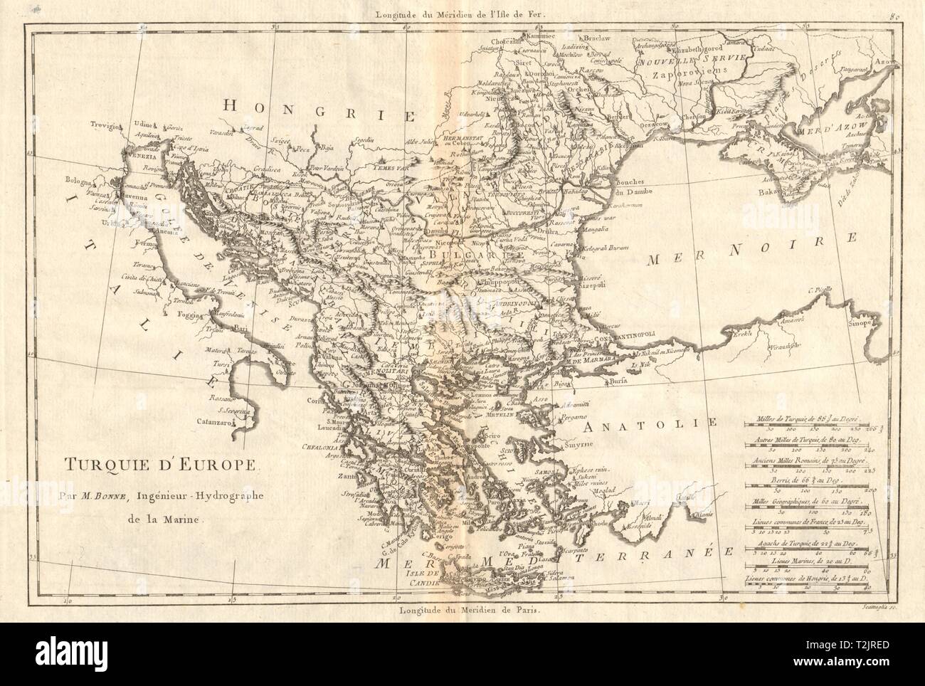 Turquie D Europa Die Turkei In Europa Griechenland Und Den Balkan Bonne Alte Karte 1790 Stockfotografie Alamy